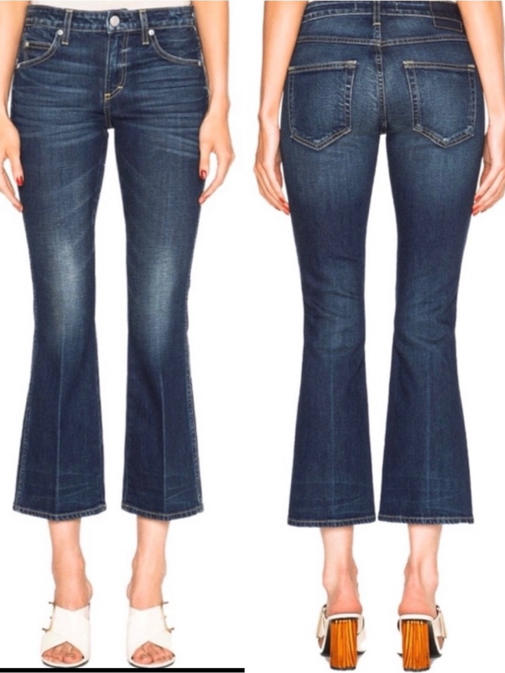 AMO Jane True Blue Flared Jeans Cropped Blue Size 25